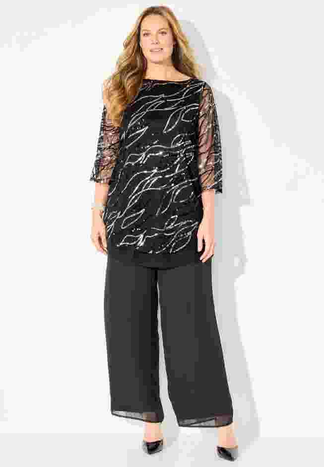 Sequin Chiffon Duet Blouse image number 0