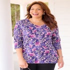 Suprema&reg; 3/4 Sleeve V-Neck Tee image number null