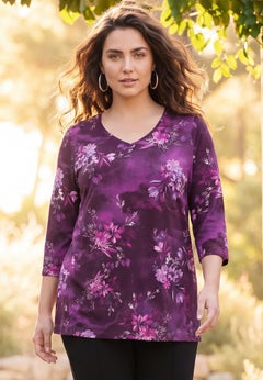 Suprema&reg; 3/4 Sleeve V-Neck Tee