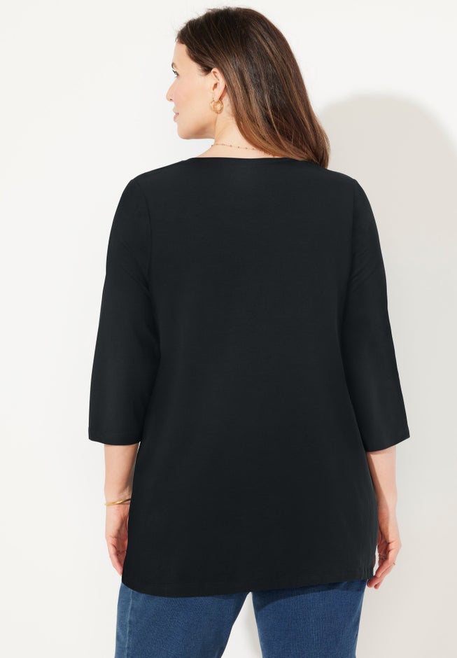 Suprema&reg; 3/4 Sleeve V-Neck Tee image number 1