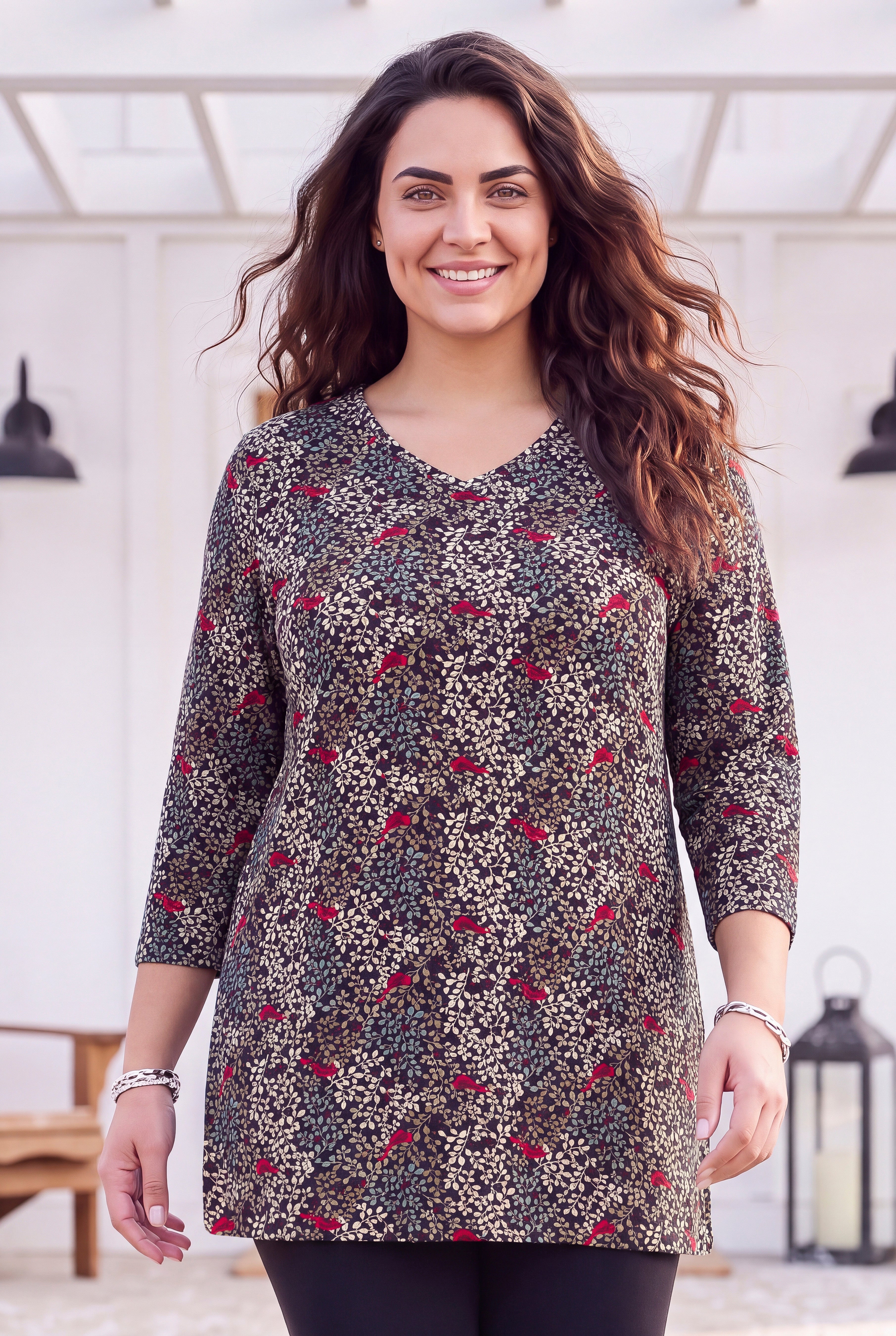 Suprema&reg; 3/4 Sleeve V-Neck Tee image number 0