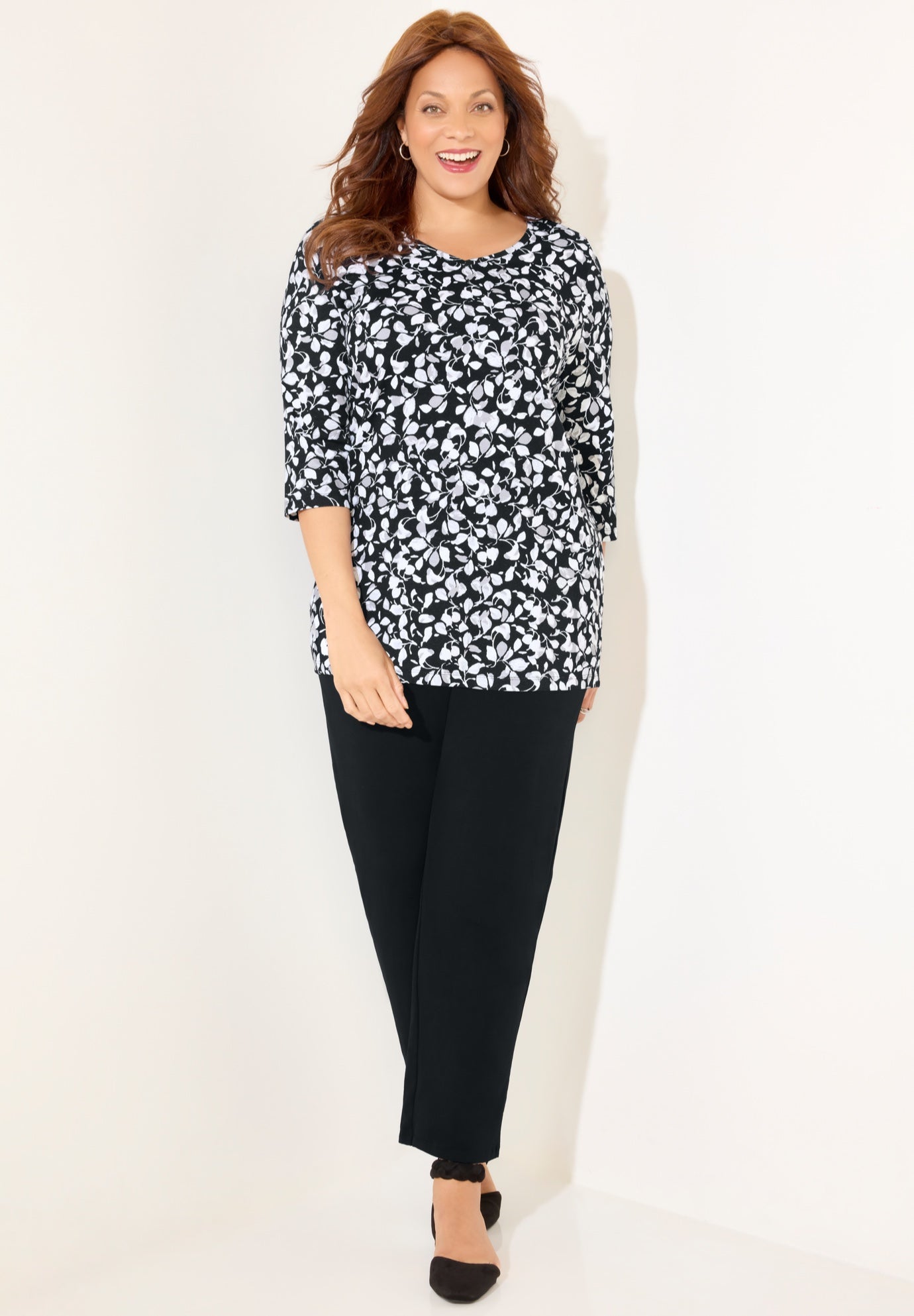 Suprema&reg; 3/4 Sleeve V-Neck Tee image number 1