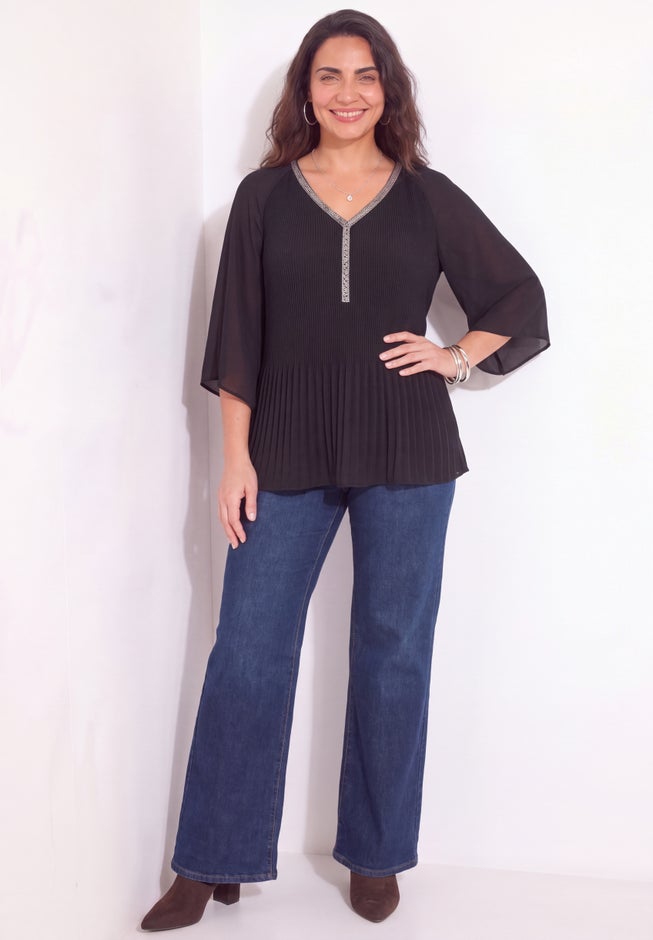 Bejeweled Pleated Blouse image number 1