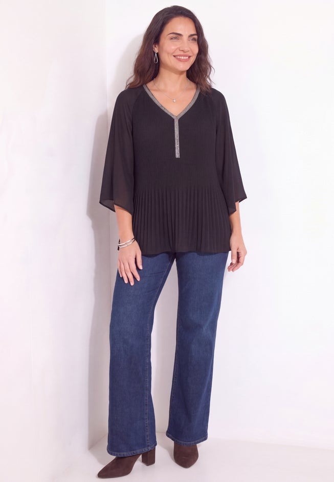 Bejeweled Pleated Blouse image number 2