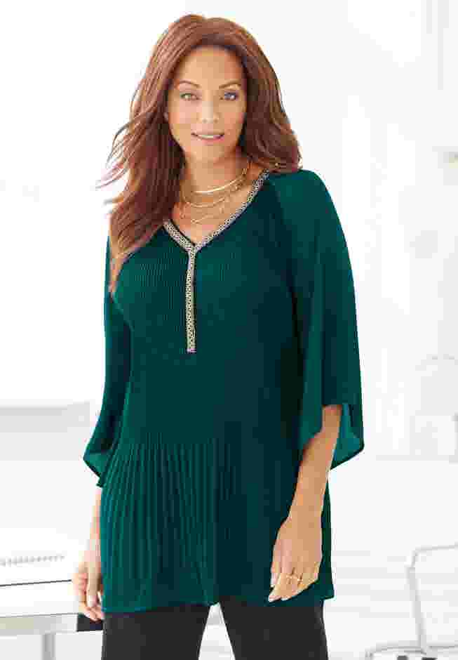 Bejeweled Pleated Blouse image number 0
