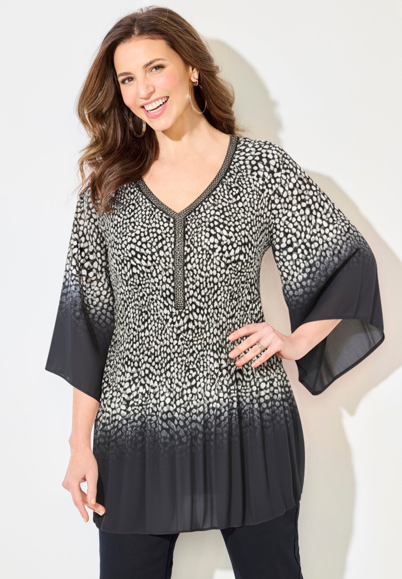 Bejeweled Pleated Blouse image number 0