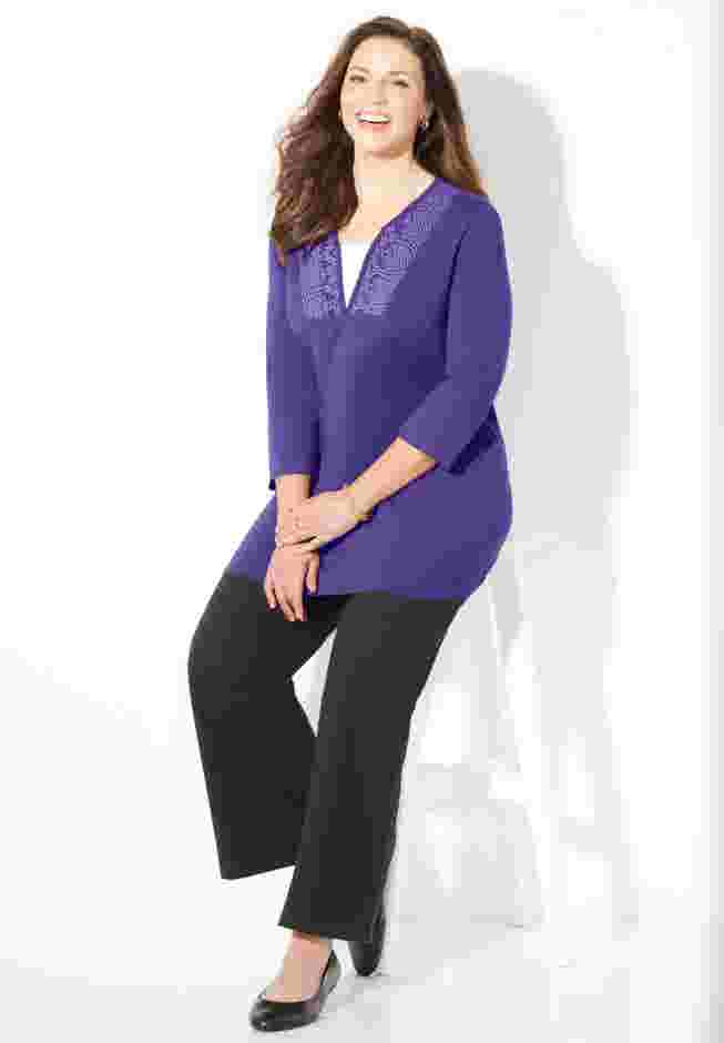 Suprema® Lace Trim Duet Top image number 2