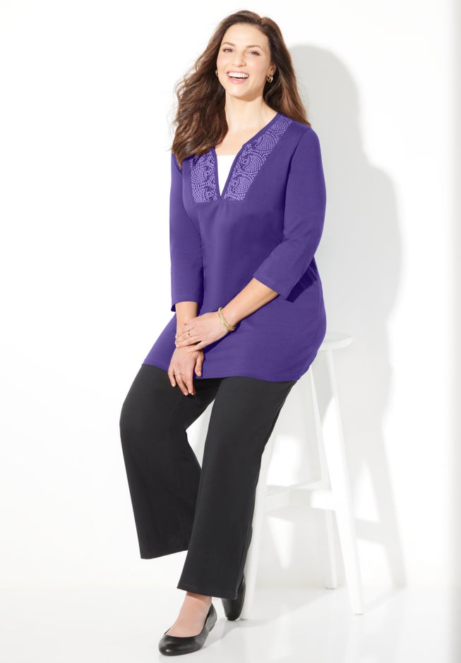 Suprema® Lace Trim Duet Top image number 2