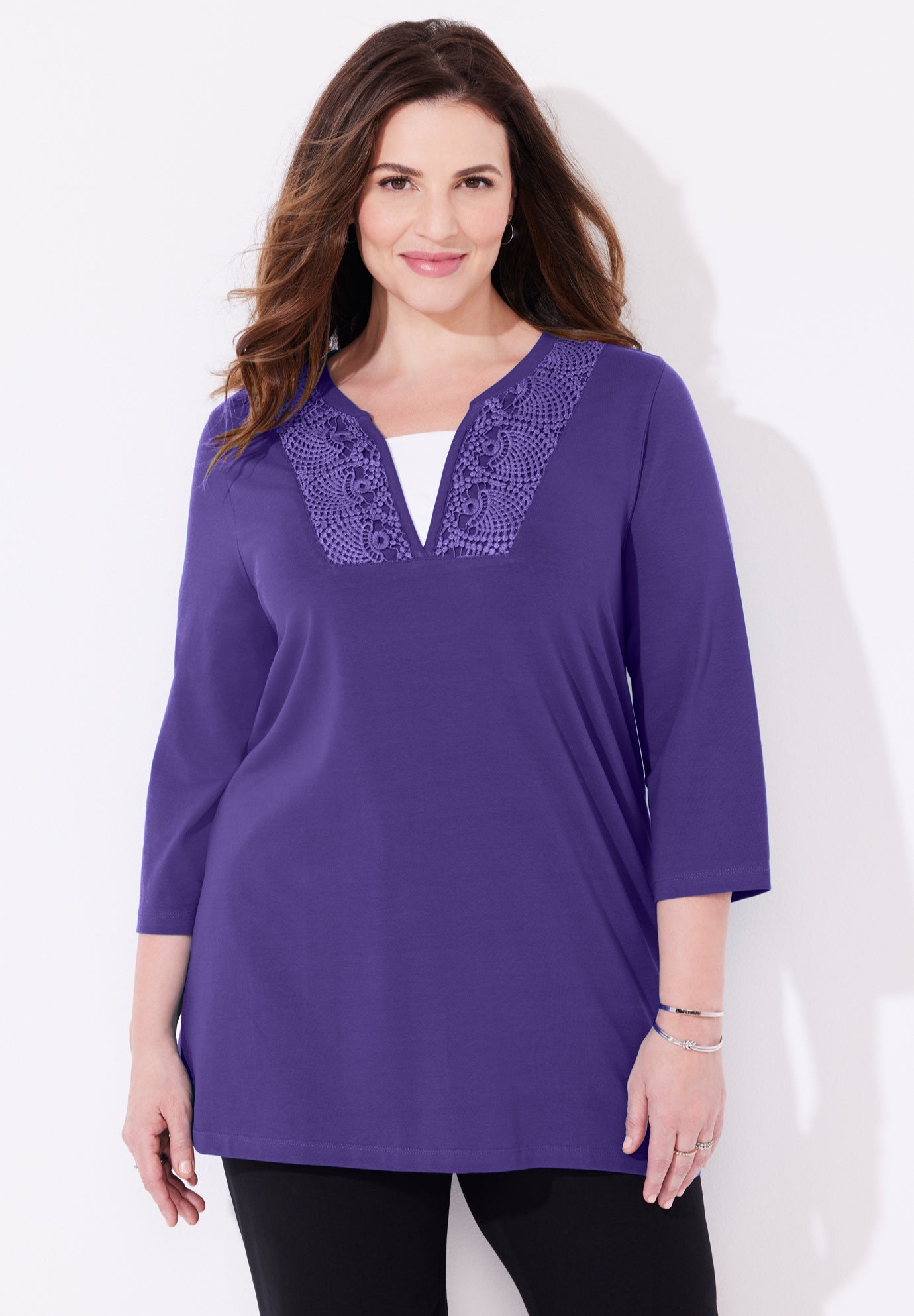Suprema&reg; Lace Trim Duet Top image number 0