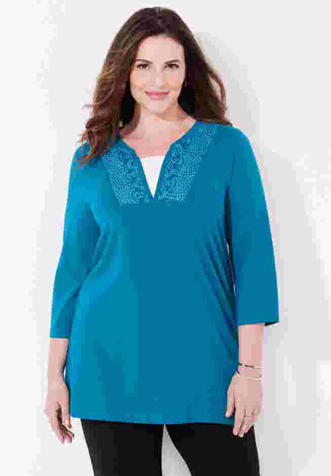 Suprema® Lace Trim Duet Top image number 0