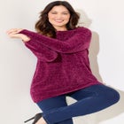 Chenille Cable-Knit Boatneck Sweater image number null