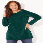 Chenille Cable-Knit Boatneck Sweater image number null