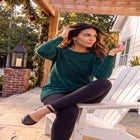 Chenille Cable-Knit Boatneck Sweater image number 0