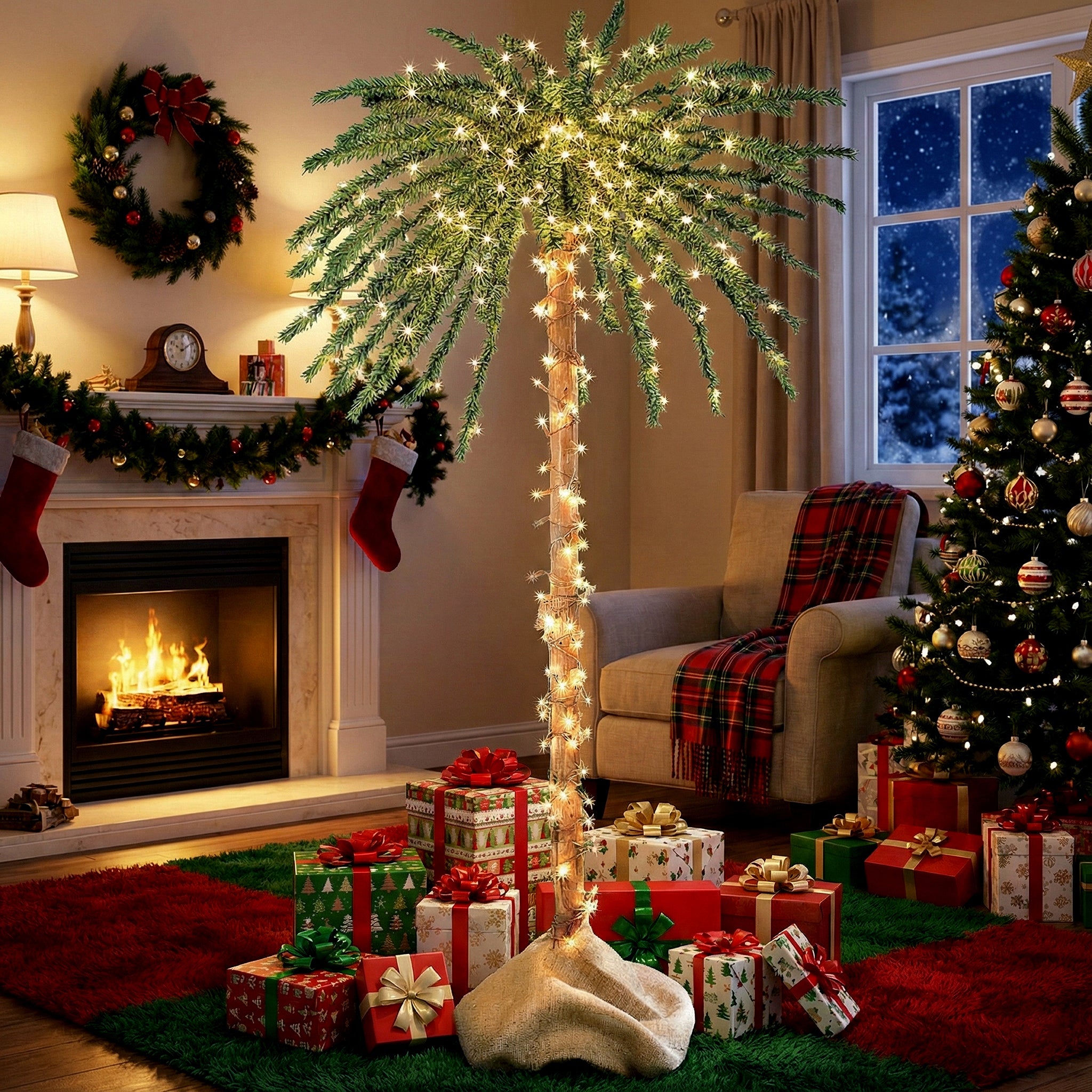 6' Pre-lit Single Palm Tree image number 2