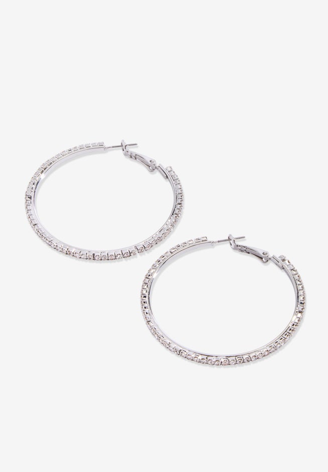 Rhinestone Hoop Earrings image number 1