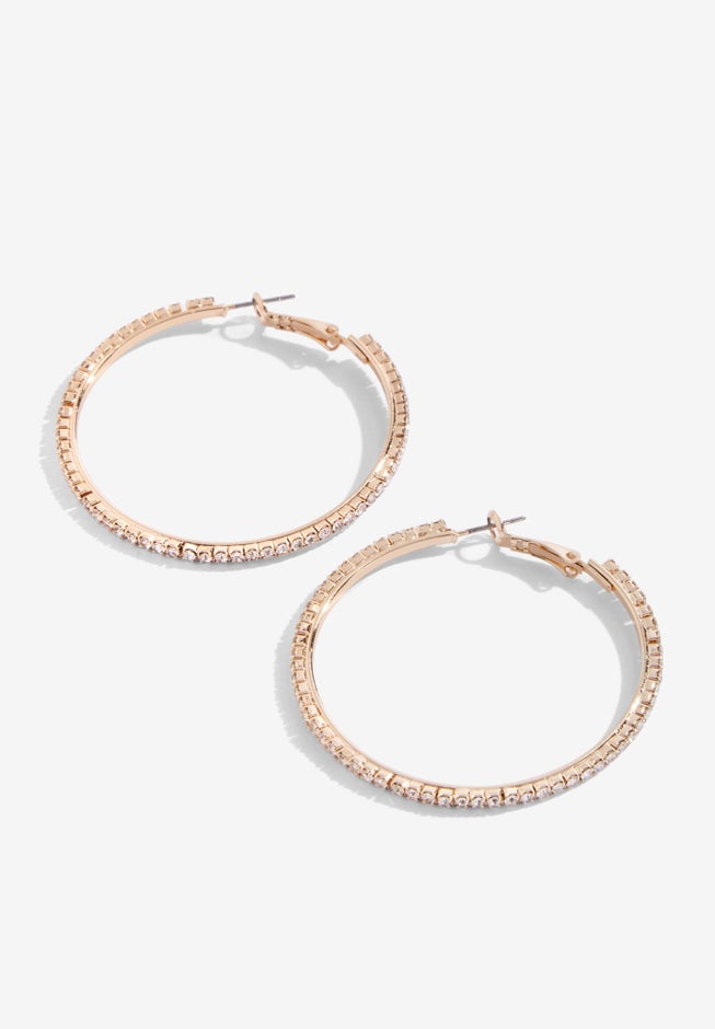 Rhinestone Hoop Earrings image number 2