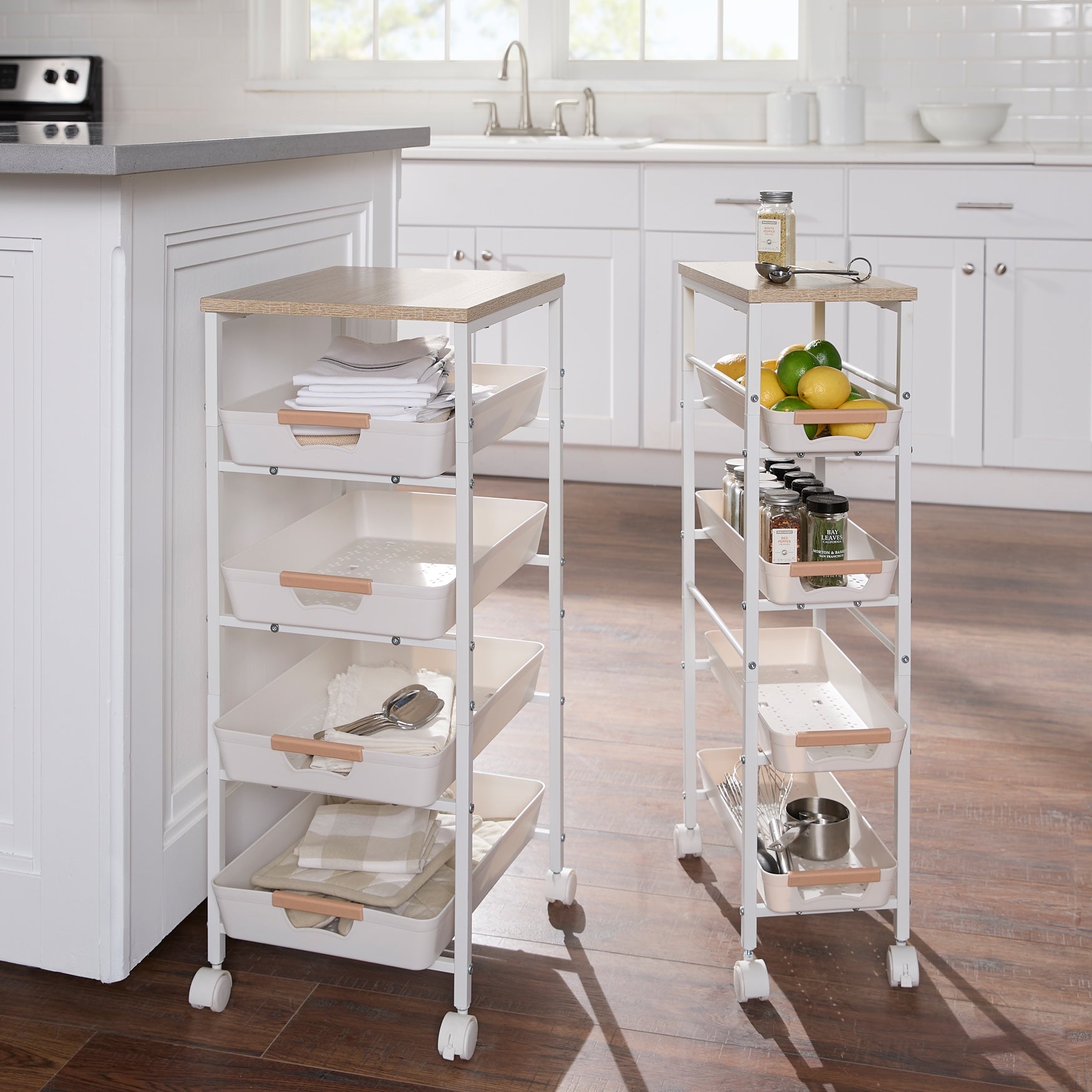 4-Tier Slim Kitchen Cart with Drawers image number 0