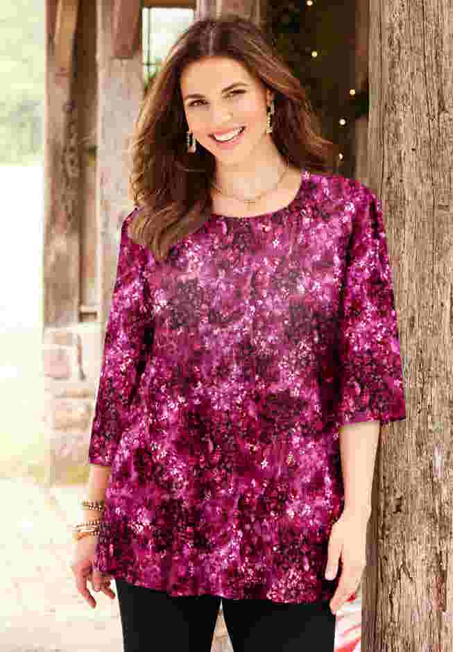 Easy Fit 3/4-Sleeve Scoopneck Tunic image number 0