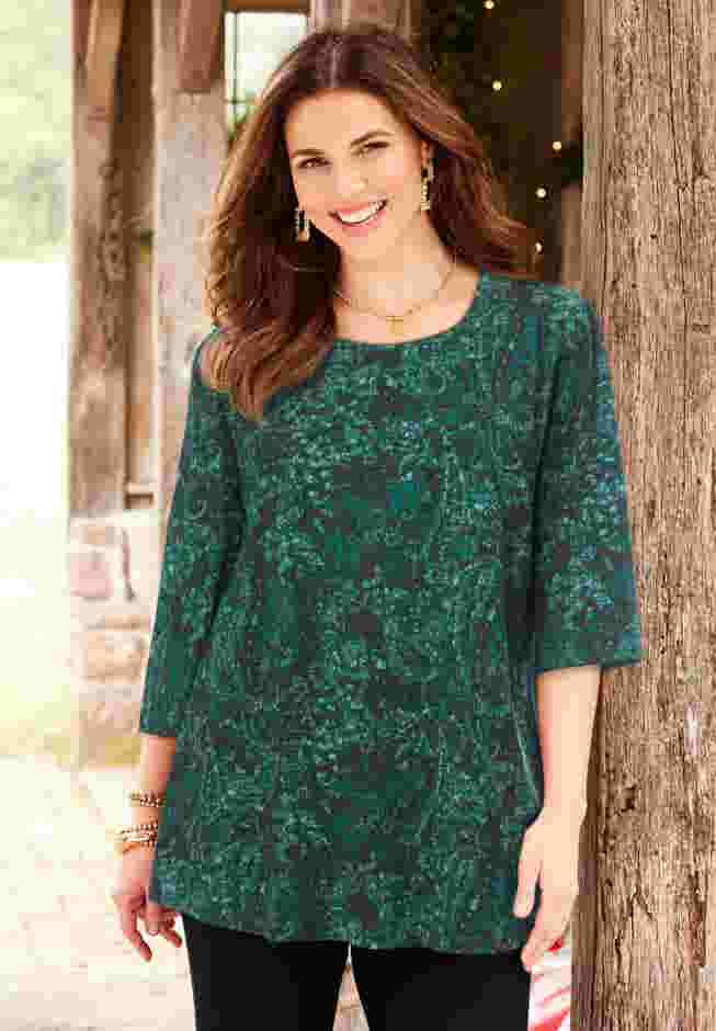 Easy Fit 3/4-Sleeve Scoopneck Tunic image number 0
