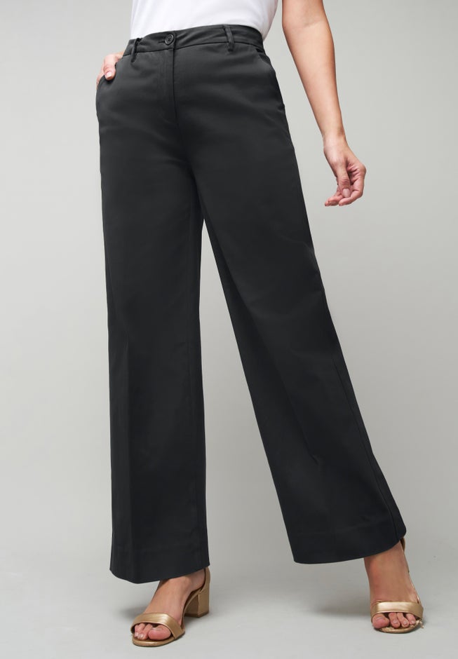 Stretch Cotton Chino Wide-Leg Trouser image number 1