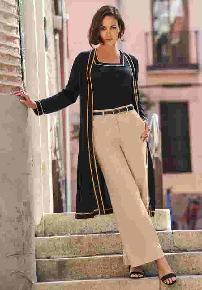 Stretch Cotton Chino Wide-Leg Trouser image number 2