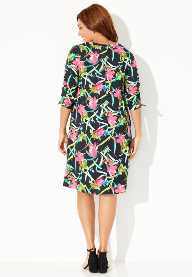 Tie-Sleeve Café Dress image number 1