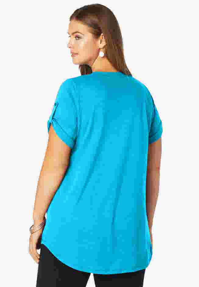 Plus Size Slub V-Neck Boyfriend Tunic Top image number 1