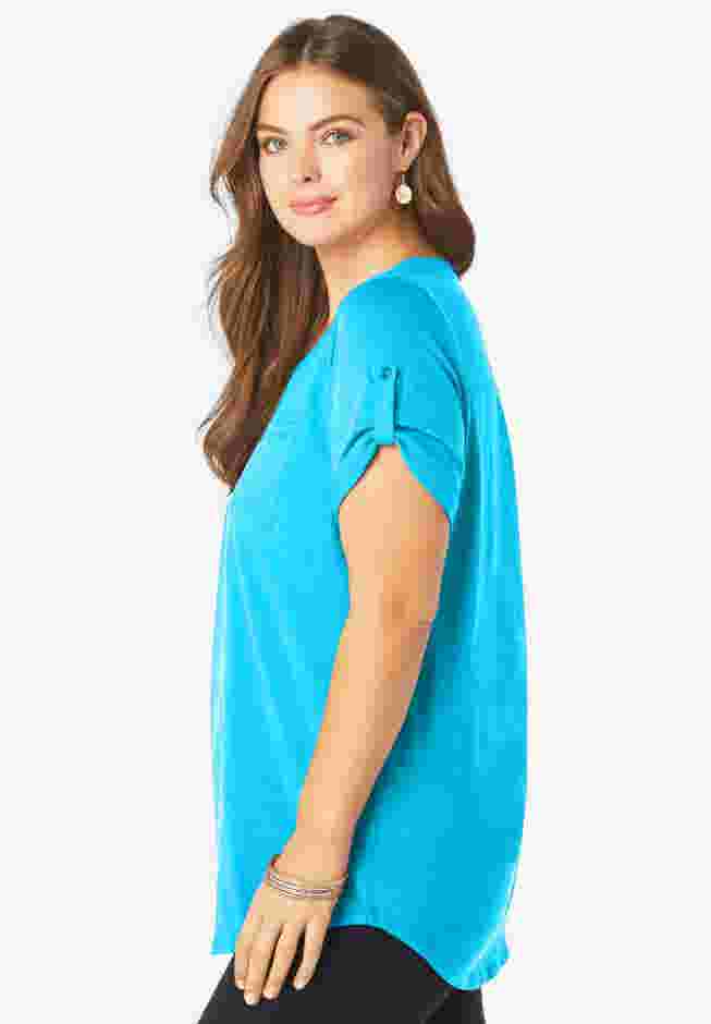 Plus Size Slub V-Neck Boyfriend Tunic Top image number 2