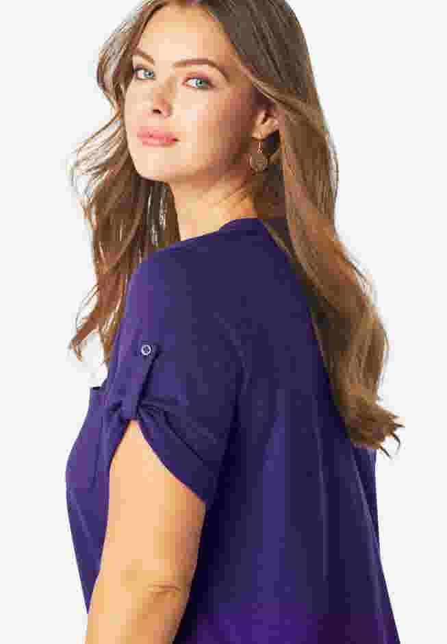 Plus Size Slub V-Neck Boyfriend Tunic Top image number 3