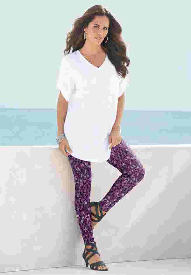 Plus Size Slub V-Neck Boyfriend Tunic Top image number 5
