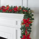 Pre-Lit Poinsettia 9' Garland image number null