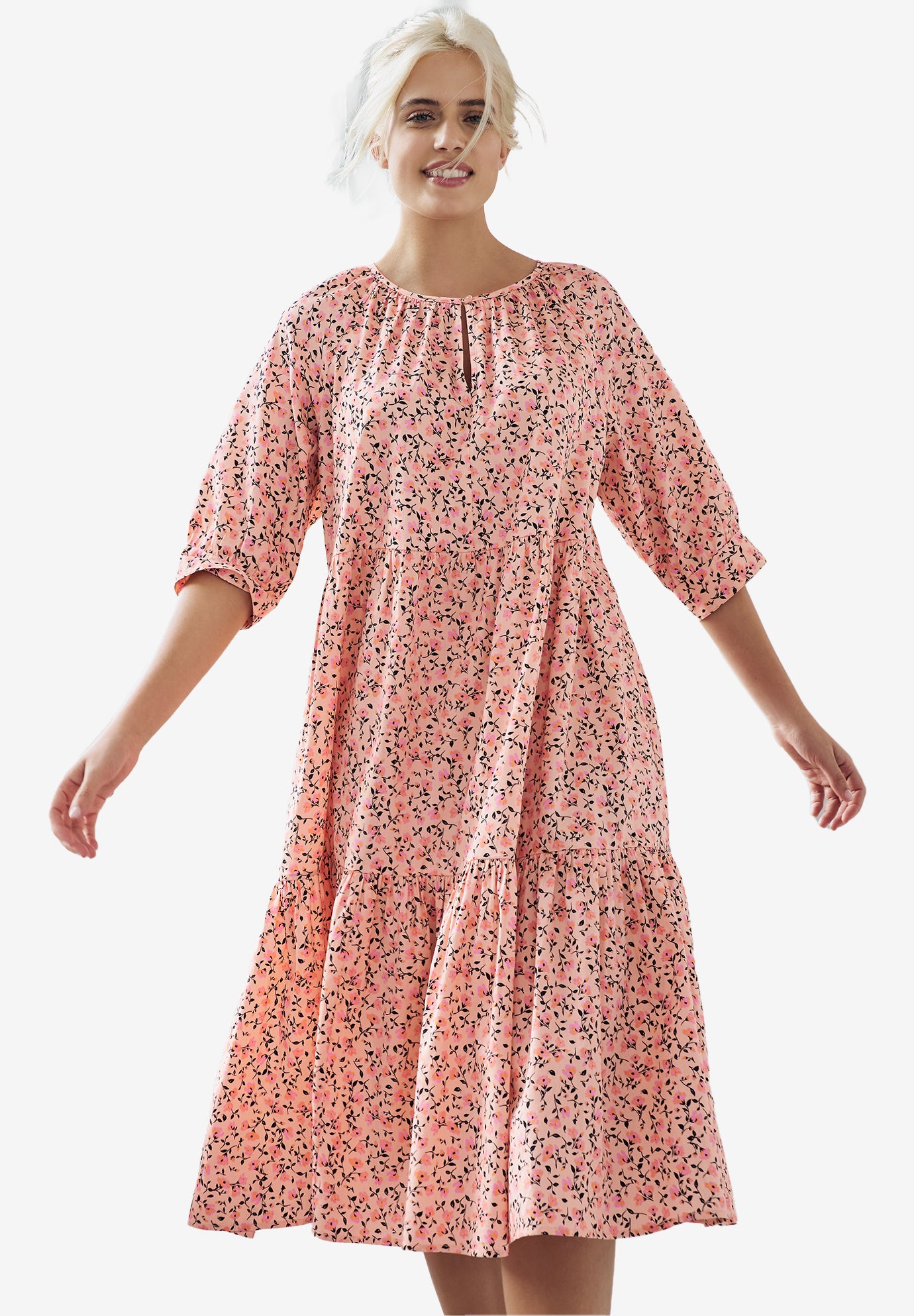 Tiered Cotton Midi Dress image number 0