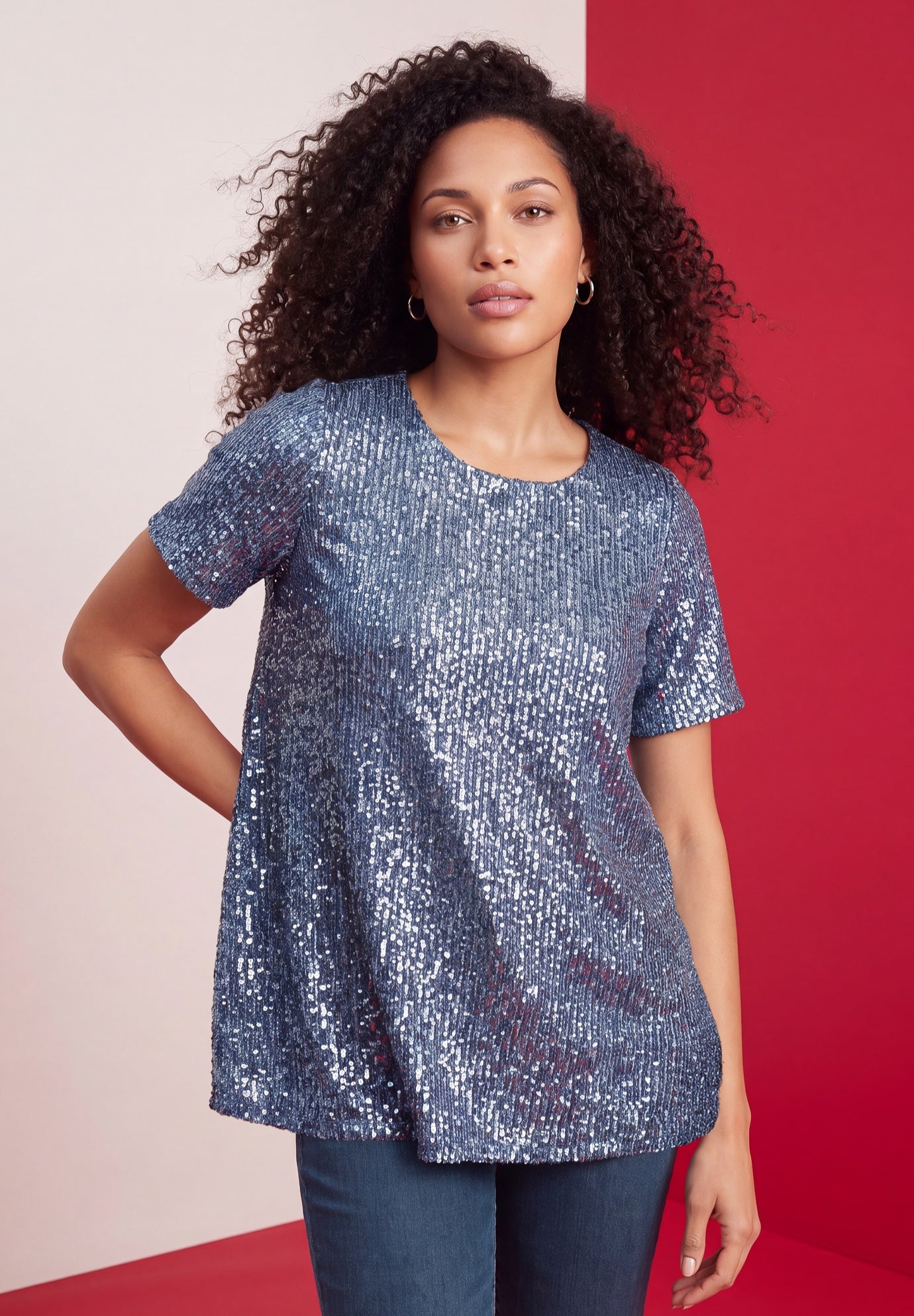 Plus Size Sequin Swing Tee image number 0