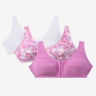 3-Pack Front-Close Cotton Wireless Bra image number null