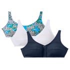 3-Pack Front-Close Cotton Wireless Bra image number null
