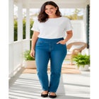 Smooth Waist Pull-On Flex Fit Straight-Leg Stretch Denim Jeans image number 0