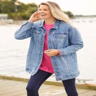 Long Stretch Denim Jean Jacket image number null