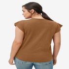 Cap Sleeve Henley Tee image number null