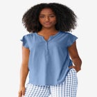 Cap Sleeve Henley Tee image number null