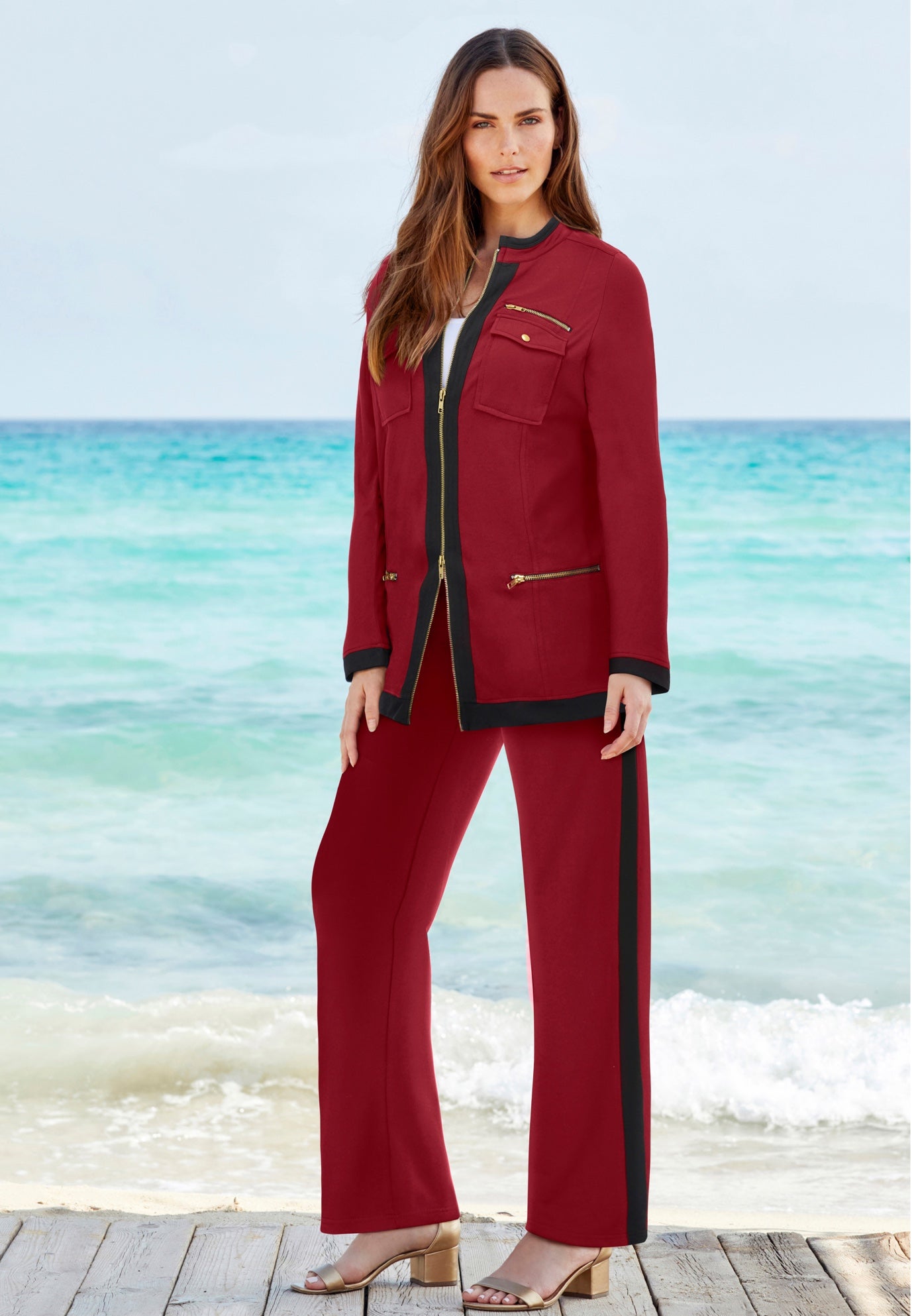 Side Stripe French Terry Pull On Pant Set image number 0