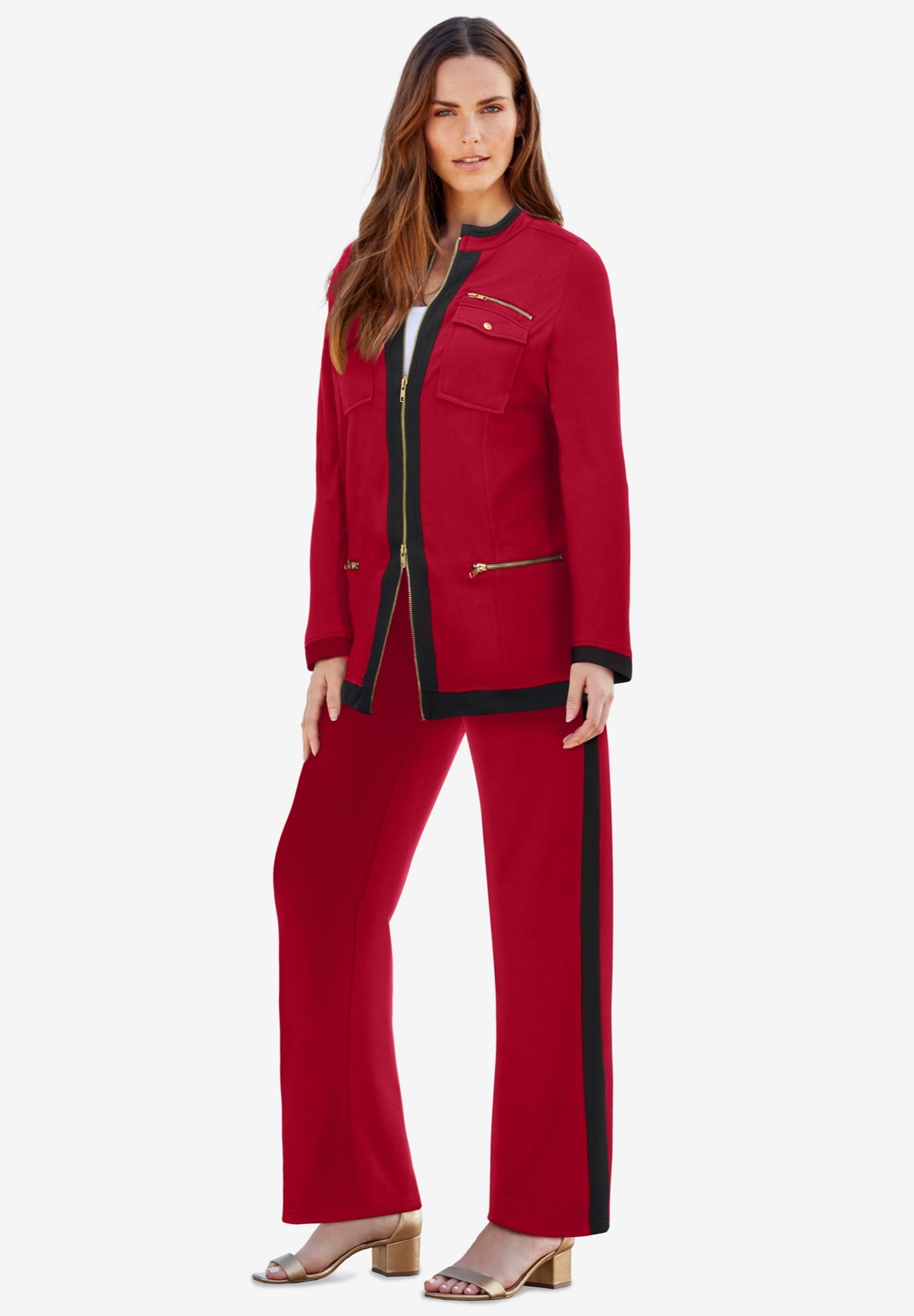 Side Stripe French Terry Pull On Pant Set image number 1