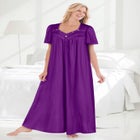Long Silky Lace-Trim Gown image number 0