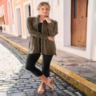 Stretch Cotton Zip Front Hi-Low Jacket image number null