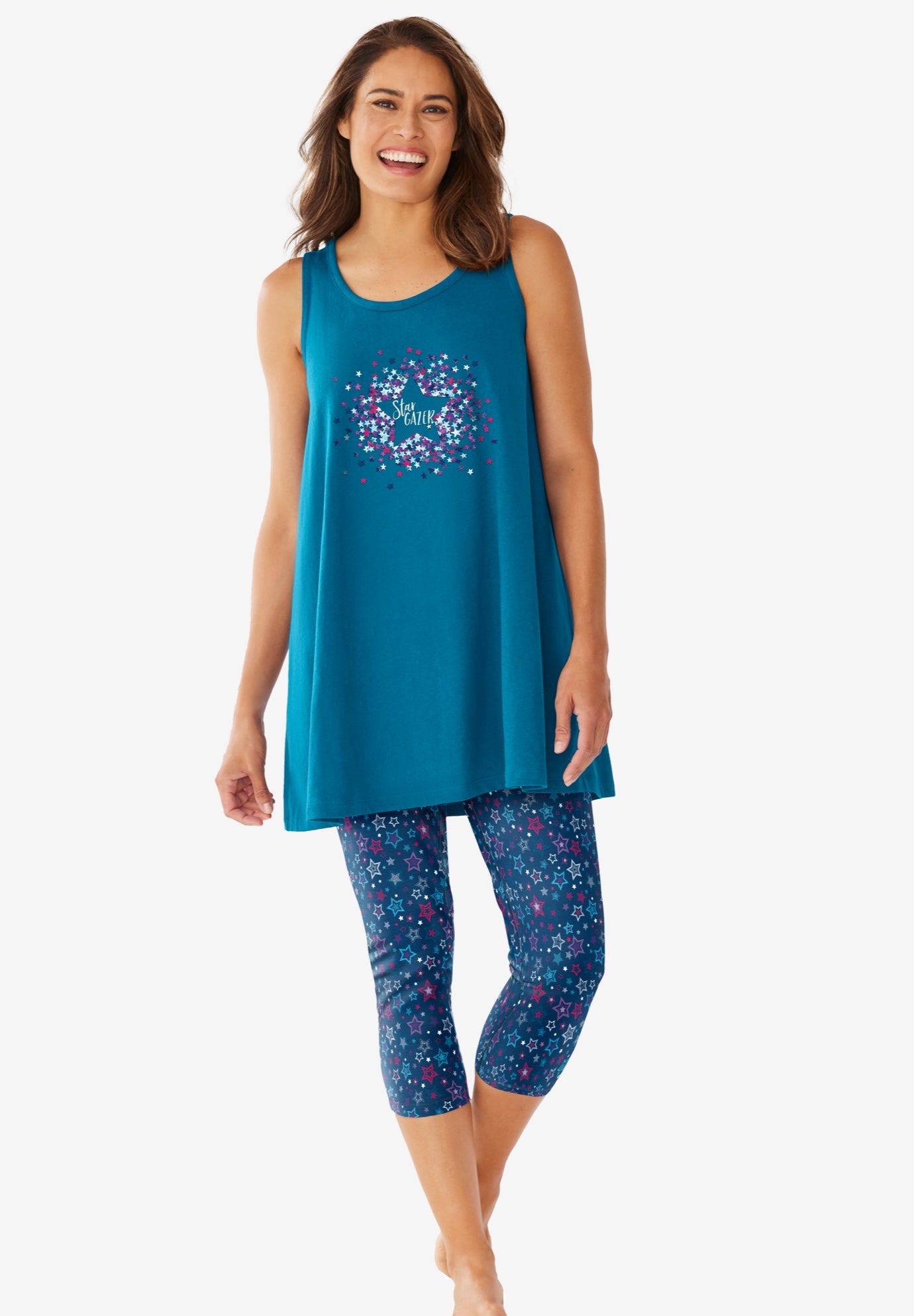 Scoopneck Tank & Capri Legging PJ Set  image number 0