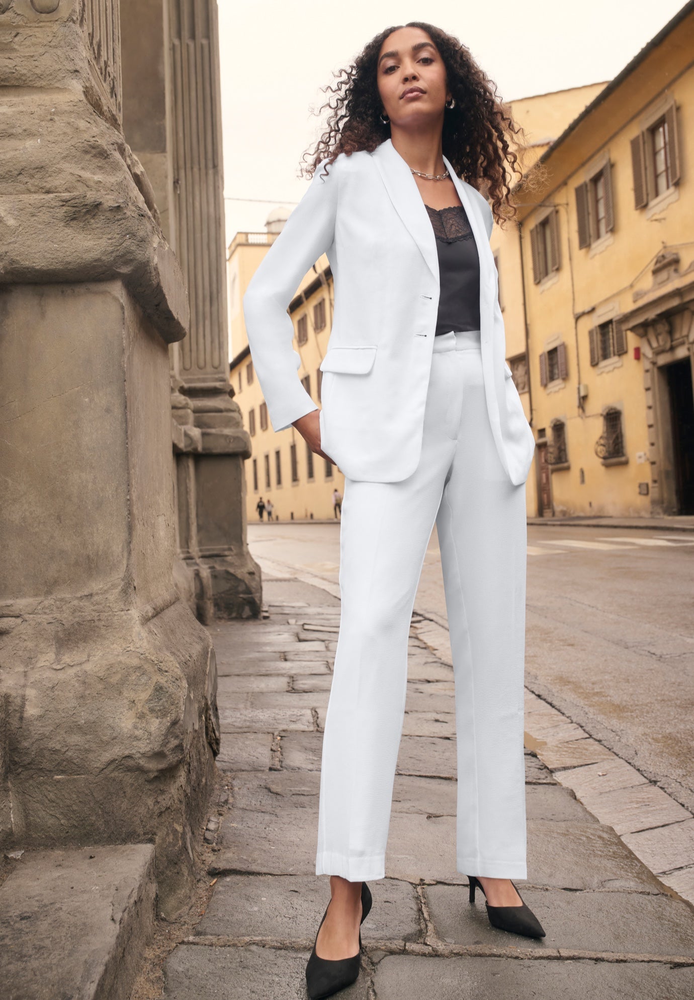 2-Piece Stretch Crepe Single-Breasted Pantsuit image number 0