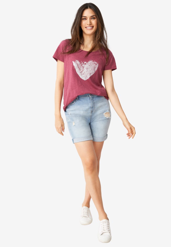 Denim Boyfriend Shorts image number 3