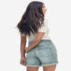 Mid-Rise Stretch Denim Boyfriend Shorts image number null