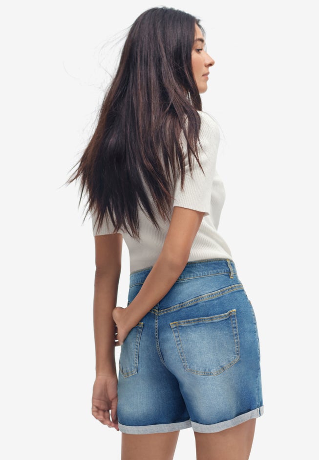 Denim Boyfriend Shorts image number 1