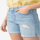 Mid-Rise Stretch Denim Boyfriend Shorts image number null