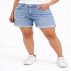 Stretch Denim Mid-rise Boyfriend Shorts image number null